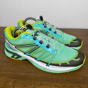Salomon Shoes Womens 10.5 Green Blue Wings Pro 2 Trail Running Athletic Sneakers